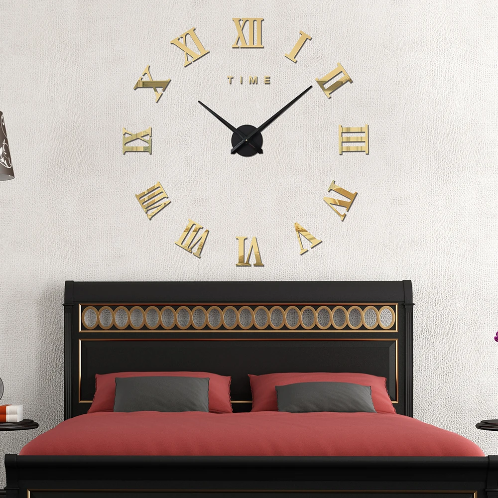 3D DIY настенные часы домашний декор Horloge безрамные римские цифры стильные