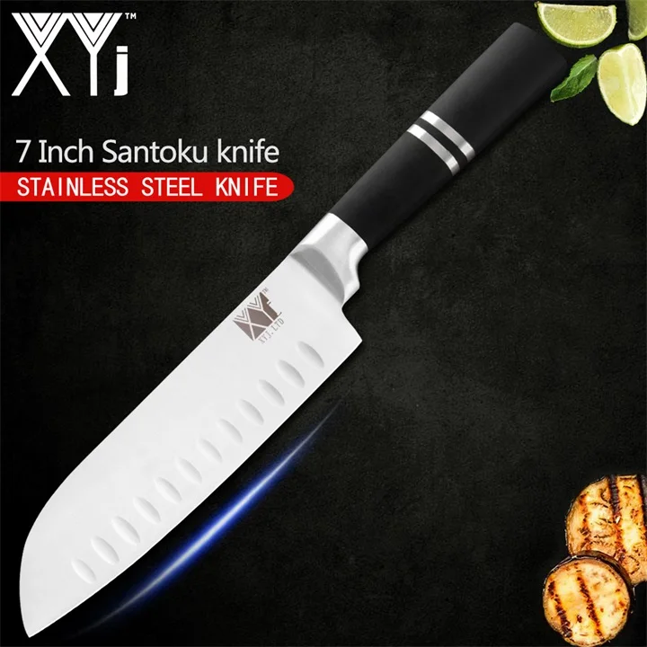 F.7 inch Santoku XYj кухонные ножи для очистки овощей утилита Santoku шеф-повара для нарезки хлеба ножи из нержавеющей стали Новое поступление кухонные инструменты аксессуары - Цвет: F.7 inch Santoku
