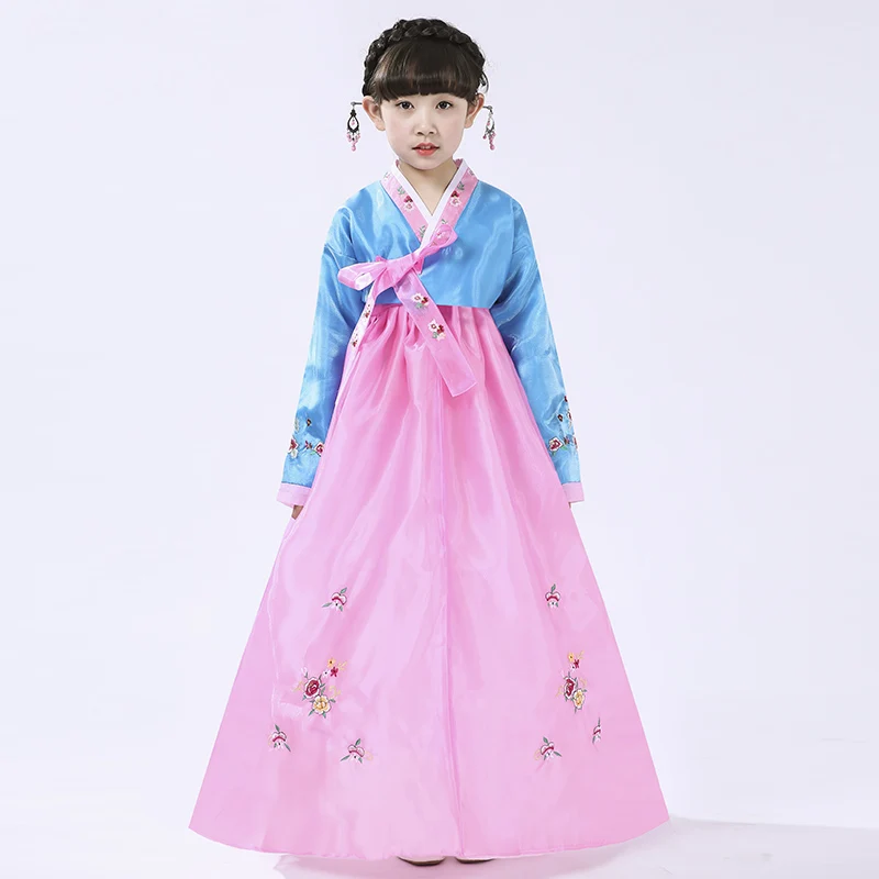 Женское традиционное платье с вышивкой в Корейском стиле для девочек |