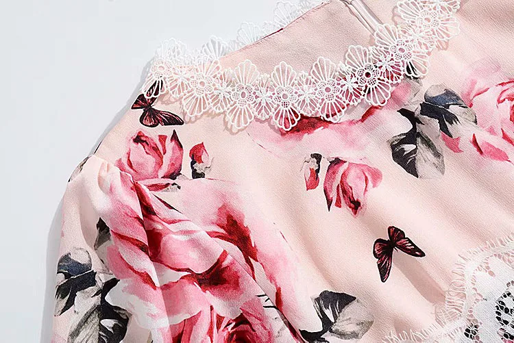 Длинное платье Высокое качество Лето г. новые женские вечерние Boho пляжные пикантные Винтаж Элегантный шик шифон печати кружево