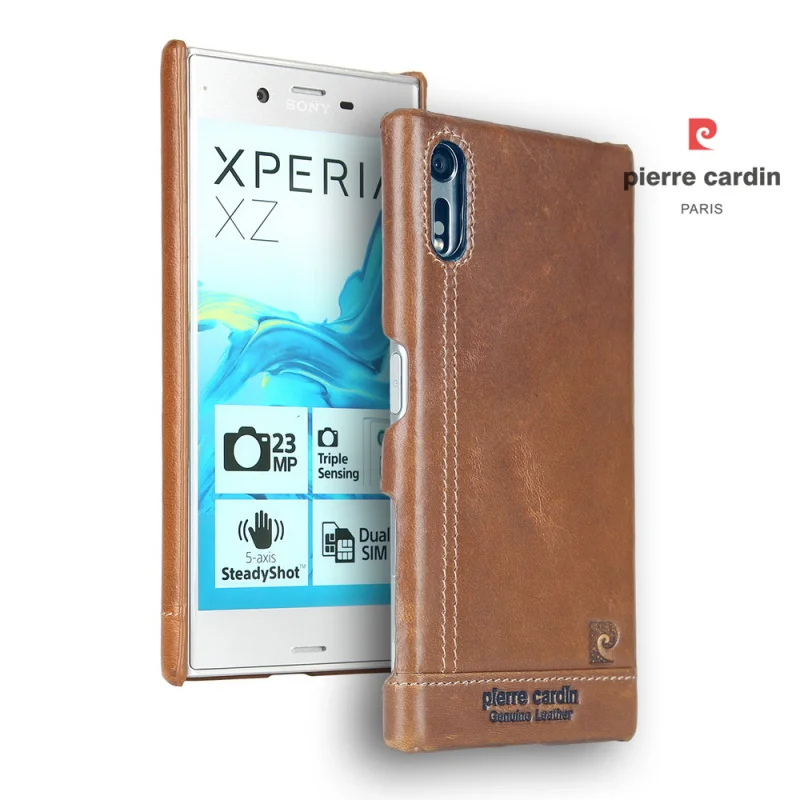 brown Чехол для Sony Xperia XZ, Роскошный Жесткий чехол из натуральной кожи для Sony Xperia XZ F8331 XZ, двойной телефон, чехлы - Цвет: brown