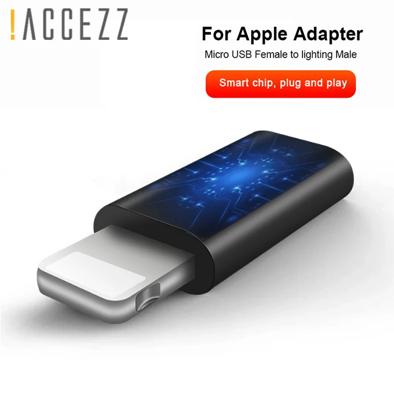 ! Мини OTG адаптер ACCEZZ с Micro USB для iPhone 11 Pro Max XS X 8 7 Plus зарядный на штекер Lighting |