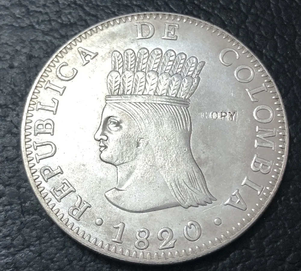 1820 Колумбия 8 Reales Посеребренная копия монеты|Безвалютные монеты| |
