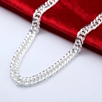 pure silver 925 necklaces for men 10mm long chain necklace collier homme fashion man jewelry accessories bijoux factory price