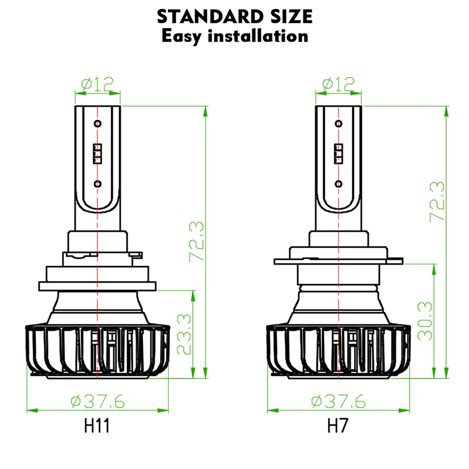 CNSUNNYLIGHT Car Headlight Bulb Lumileds Chip ZES LED H7 H4 H11 H8 9005 9006 H1 H3 880 H13 9004 9007 9900Lm White DC 12V 24V