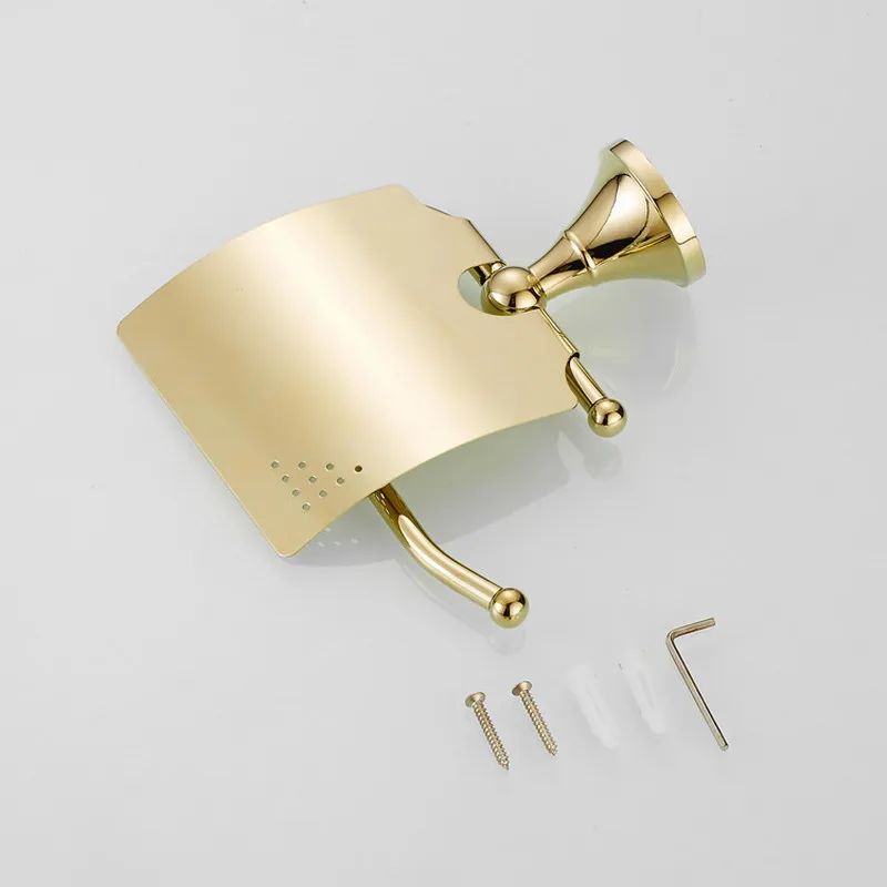 Golden Wall Mounted Toilet Paper Holder Tissue Roll Bathroom Hardware Bath Accessory KD871 | Обустройство дома