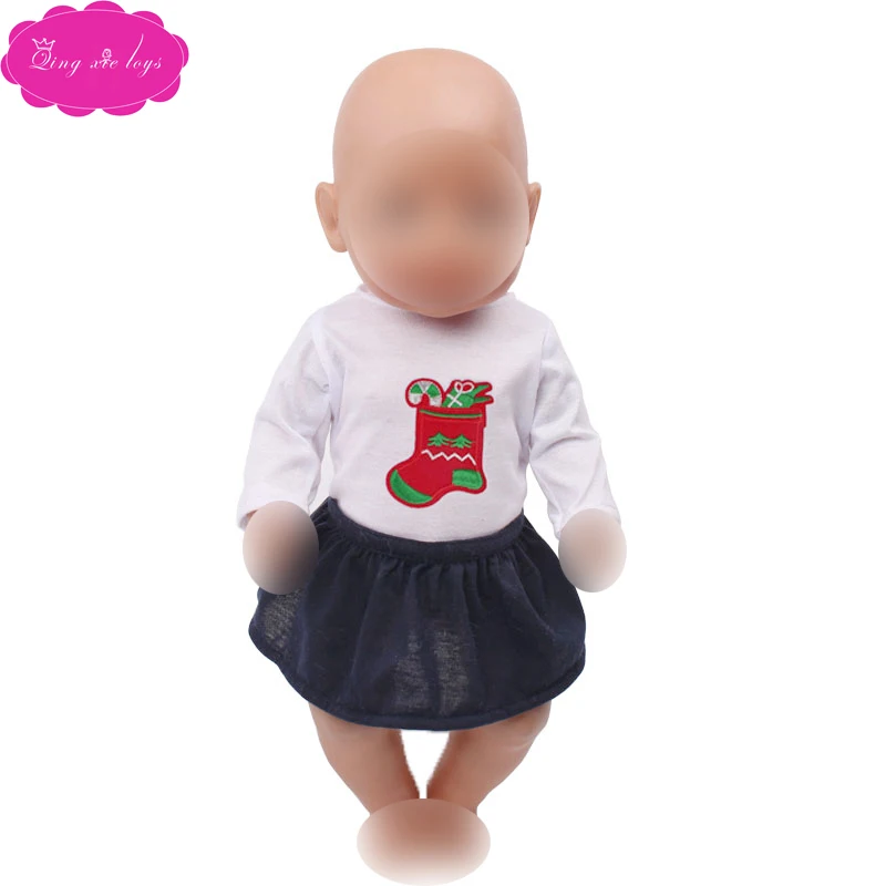 43 см одежда для маленьких кукол рождественские красные носки девочек футболка