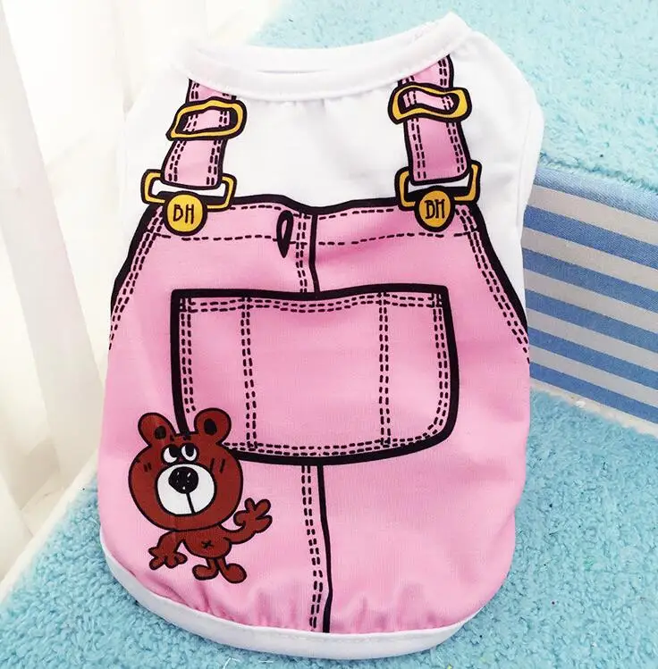 Летний жилет для щенка с ложным поясом одежда маленьких собак хлопковый пуловер