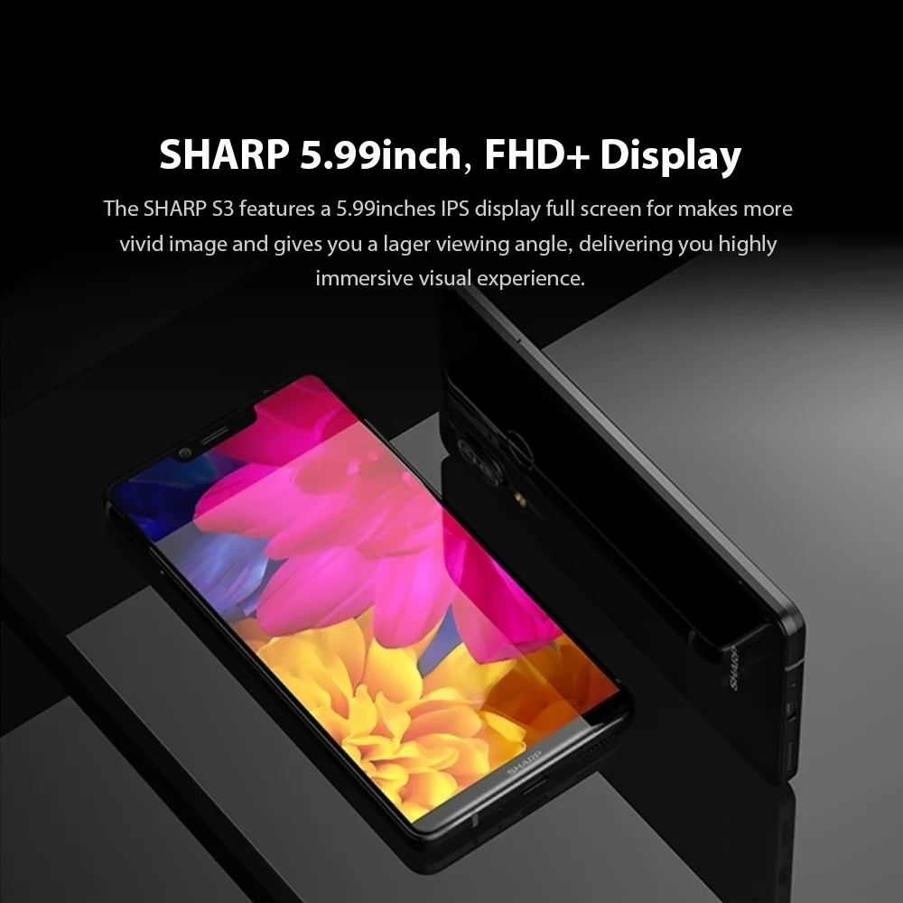 Глобальная версия SHARP AQUOS S3 Смартфон Android 8 0 Snapdragon 630 Octa Core 4 GB 64 5 99 дюймовый NFC оты 3200