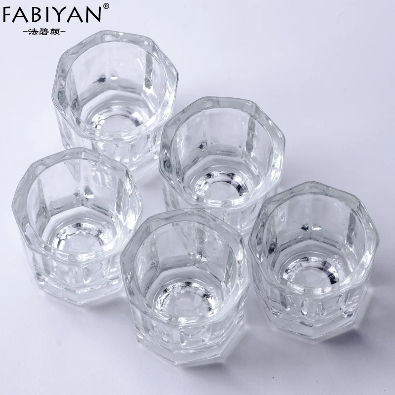 Recipiente de cristal para uñas, recipiente para vasos, Dappen, soporte para polvo acrílico, herramienta para salón de manicura, lote de 5 unidades