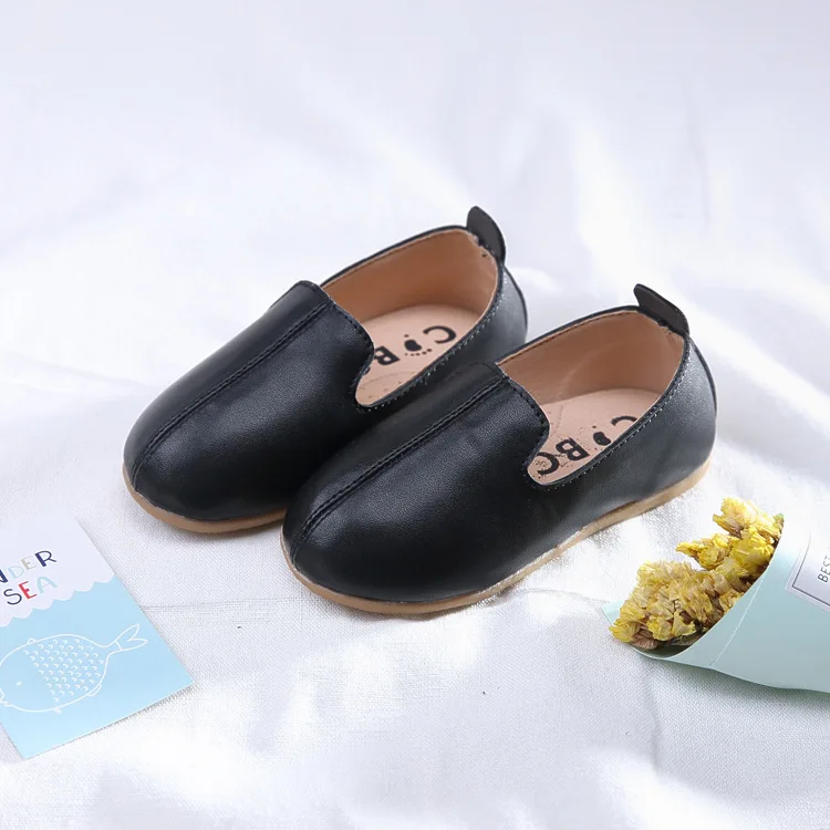 2019 Autumn New Children's Flat Shoes Girls Flats Black for Kid White Causal Shallow Toddler PU leather Soft |
