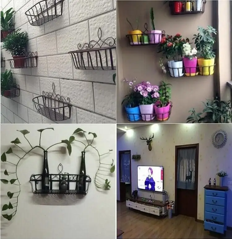 Европейские Железные настенные полки для ванной, кухни, гостиной, перфорированная стойка для хранения, бронзовая креативная стойка для хранения