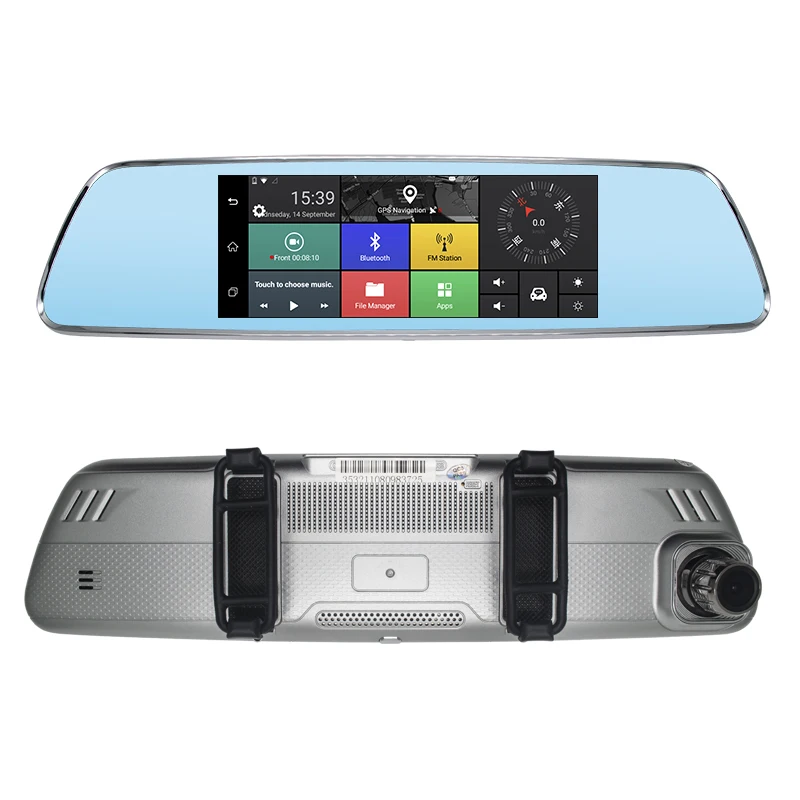 7 &quot3G автомобиля Камера DVR GPS Bluetooth Двойной объектив Зеркало заднего вида видео