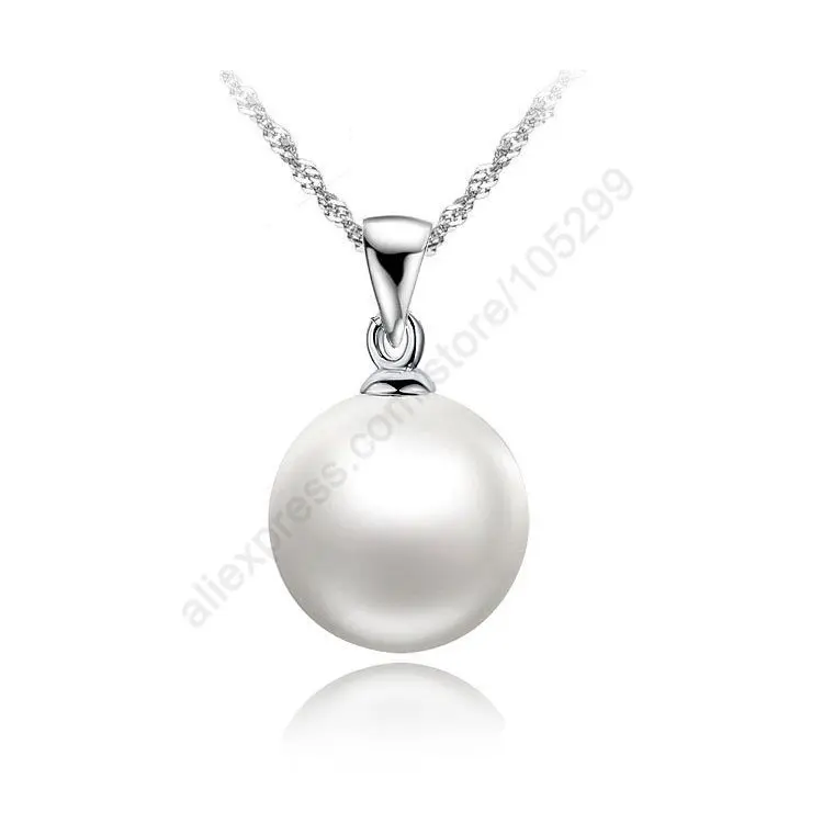 

Nice Accessories 925 Sterling Silver White Pearl Pendant Necklaces 18 inch 925 Silver Singapore Necklace Chains For Women