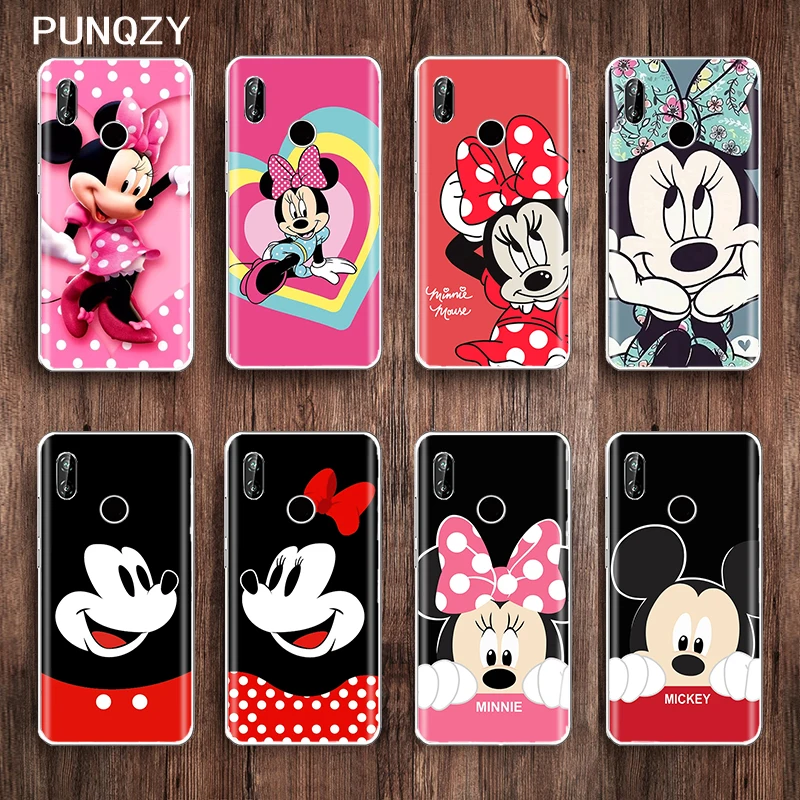 Чехол PUNQZY с изображением Микки и Минни Маус для Huawei P20 Lite P10 P8 P9 Lite Mate 10 Honor, из мягкого TPU прозрачного силикона.