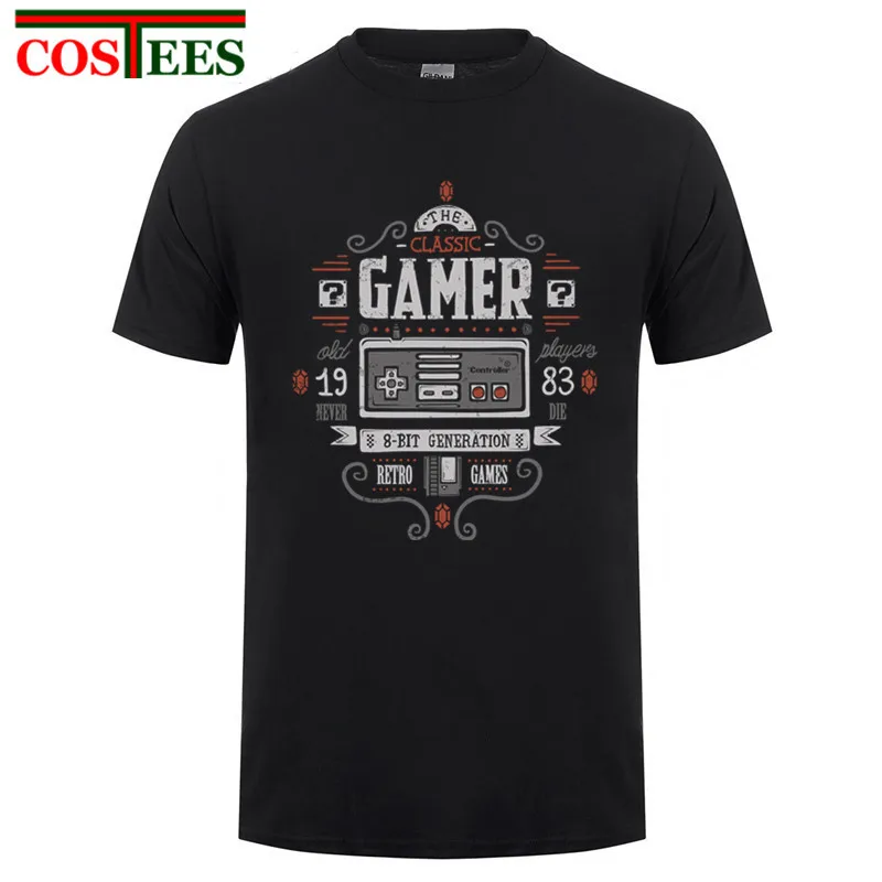 Популярная классическая футболка с надписью Gamer Мужская круглым вырезом и