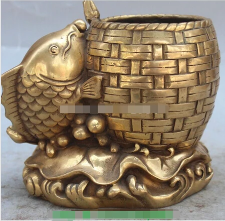 SUIRONG---326 + 8 &quotкитайская Бронзовая рыбка лотоса золотая Тыква лист карандаш ваза