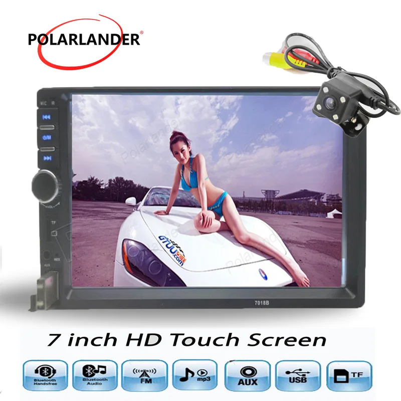 Автомобильный MP3 плеер 2 Din с 7 дюймовым сенсорным HD экраном 1080HD Bluetooth стерео радио