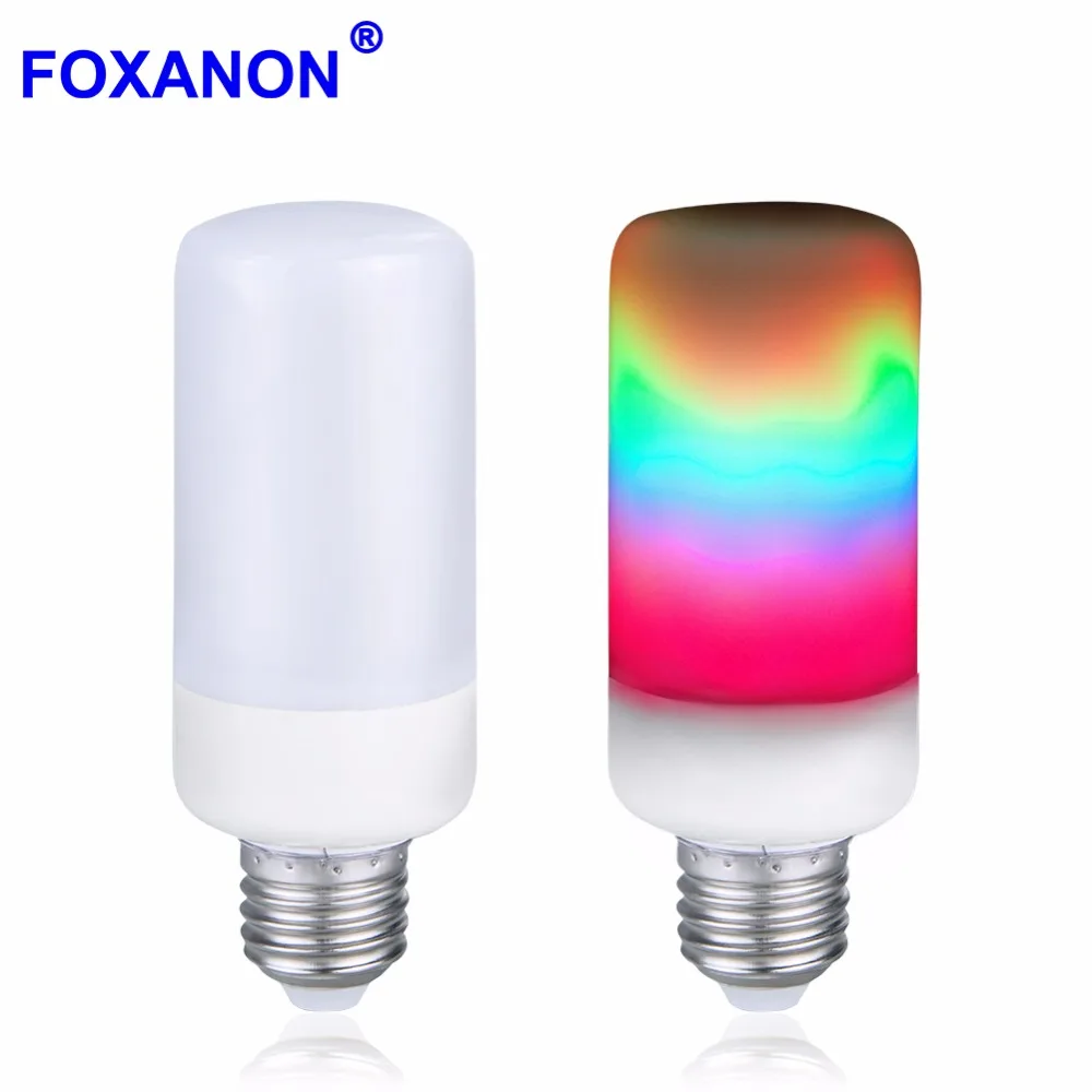 Foxanon новый цветной светодиодный светильник E27 B22 2835SMD с эффектом пламени лампа