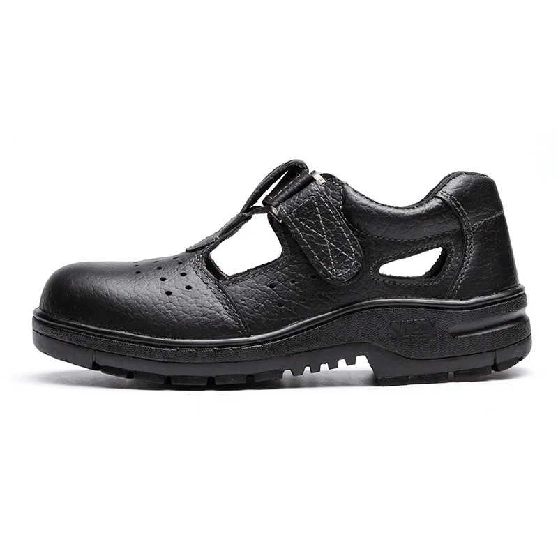 Мужская Рабочая защитная обувь дышащая летняя мягкая кожаная с открытым носком