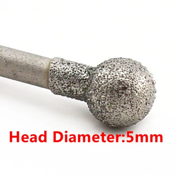 Head Diameter 5mm 11-20 шт алмазная шлифовальная головка биты сферические 0,8-8 мм нефритовые резные заусенцы покрытие камня лапидарные инструменты для Dremel аксессуары - Цвет: Head Diameter 5mm