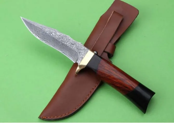 Коллекция дамасских фиксированных ножей охотничий нож с деревянной ручкой Thomas