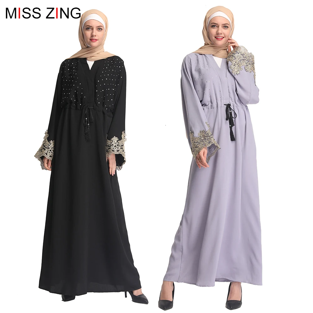 Платье туника Zing moism Abaya длинное платье с аппликацией в виде сеточки кимоно Jubah для