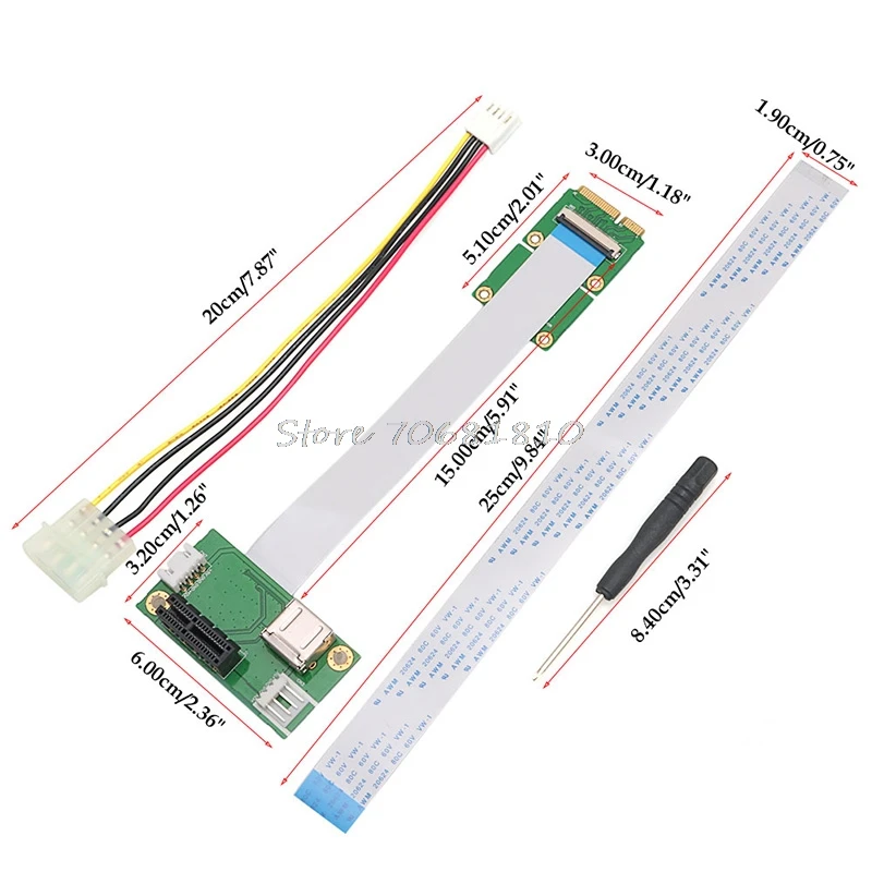 

Express PCI-E to PCI-E Mini 1X Extension Cord Adapter Card with USB Riser Card
