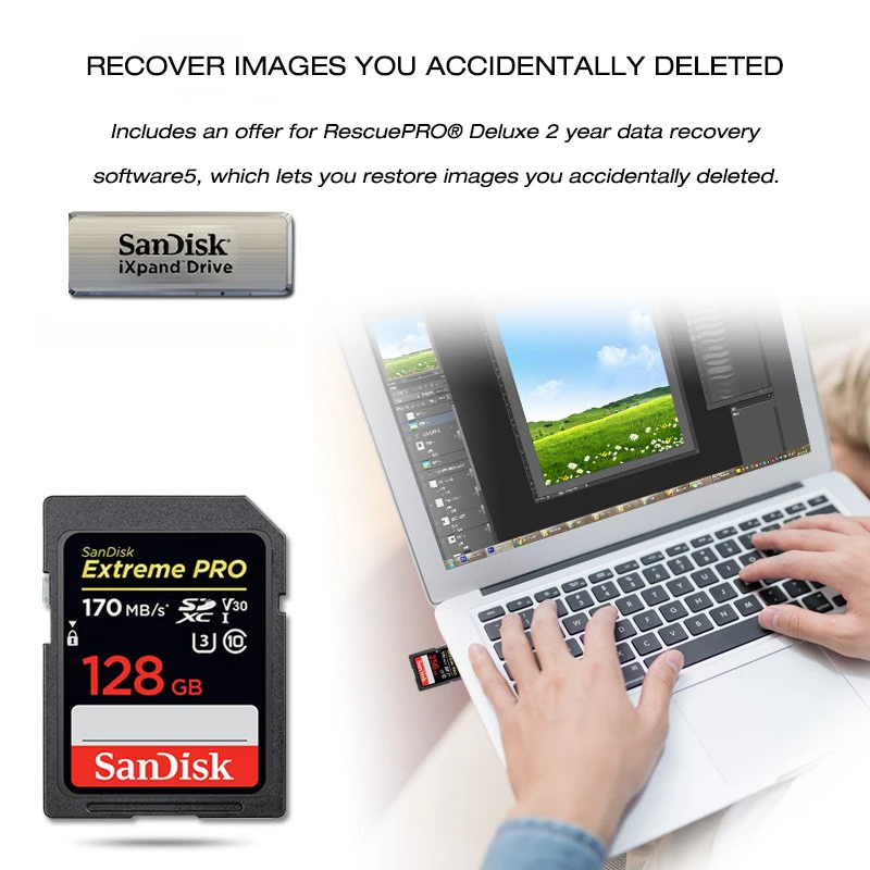 Новый двойной флеш накопитель SanDisk sd карта 128g 256g Карта SDXC/SDHC до 170 МБ/с. 64 Гб