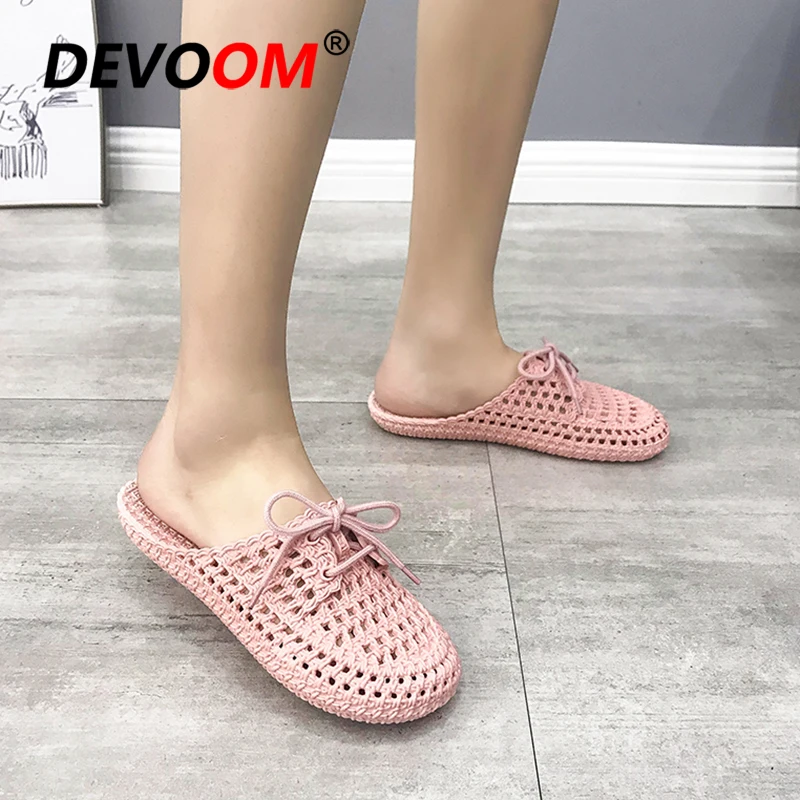 Шлепанцы женские с дырками сланцы для пляжа удобная обувь черные 2019|Тапочки| |