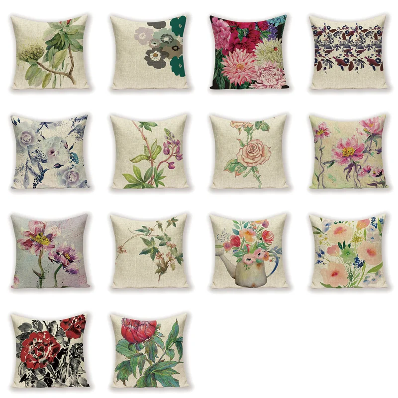 Винтажные Декоративные наволочки весенние льняные подушки 45*45 домашний декор