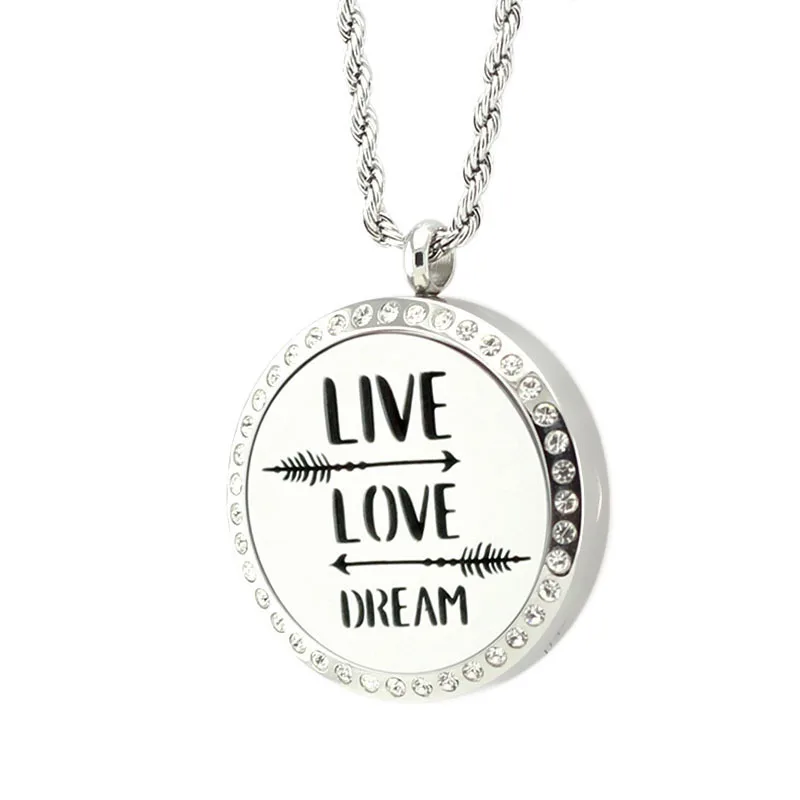 316L Нержавеющая сталь LIVE LOVE DREAM Подвеска для ароматерапии диффузор эфирных масел