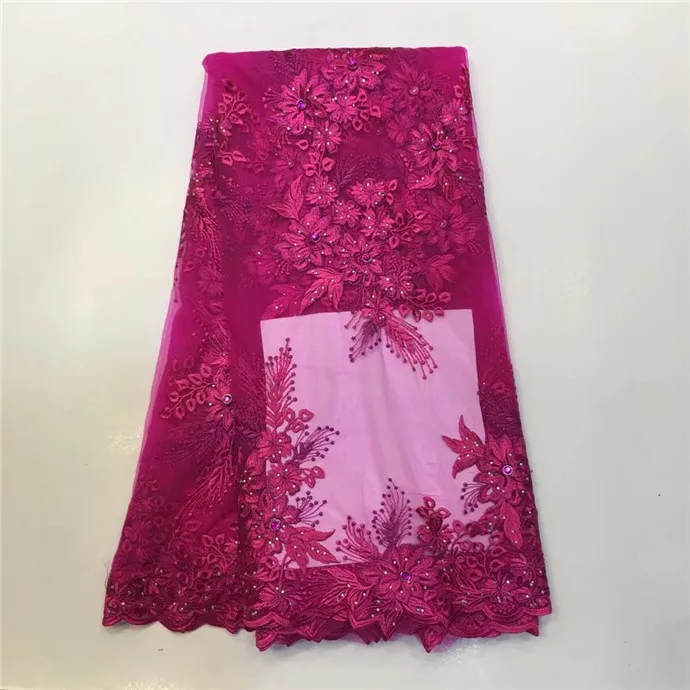 Новое поступление Черная 3d кружевная ткань с камнями Цветочная вышивка тюль