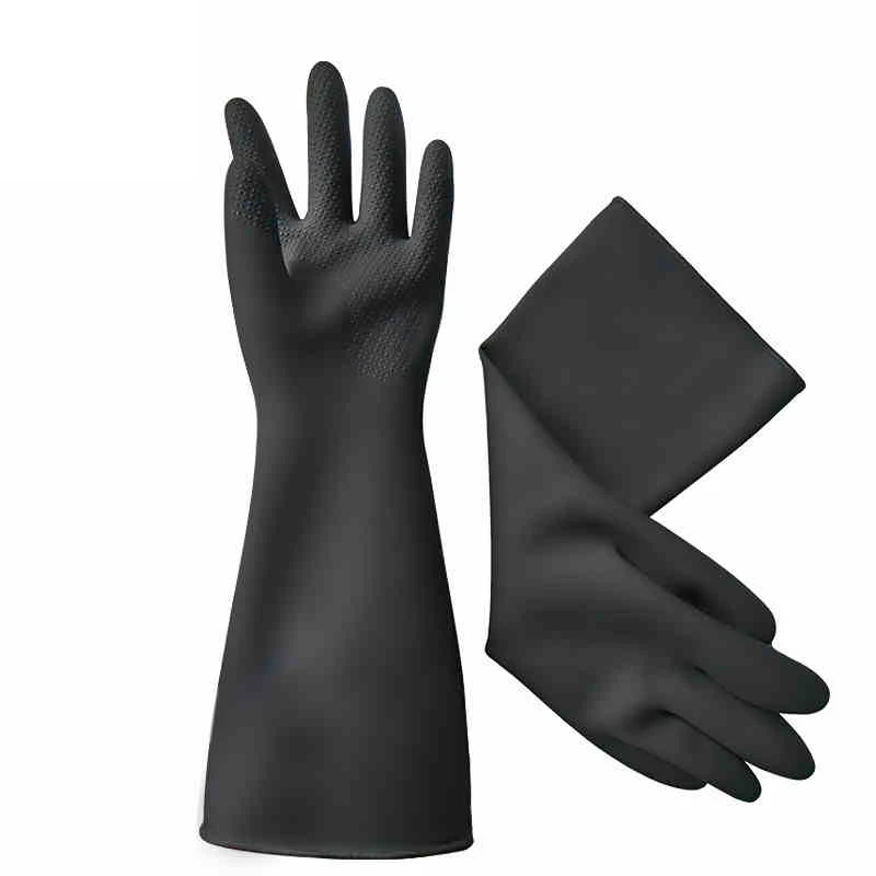 

1 Pair 50cm Long Rubber Gloves Black Acid Alkali Resistant Gloves Corrosion-Resistant Thicker For Chemical,Oil,Paint,Maintenance
