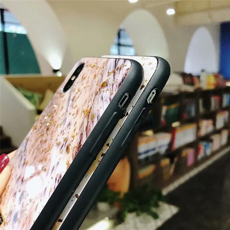 Для iphone x accesorios 7 8 10 X XR XS Поддержка под мрамор road золотой фольги эпоксидной carcasa