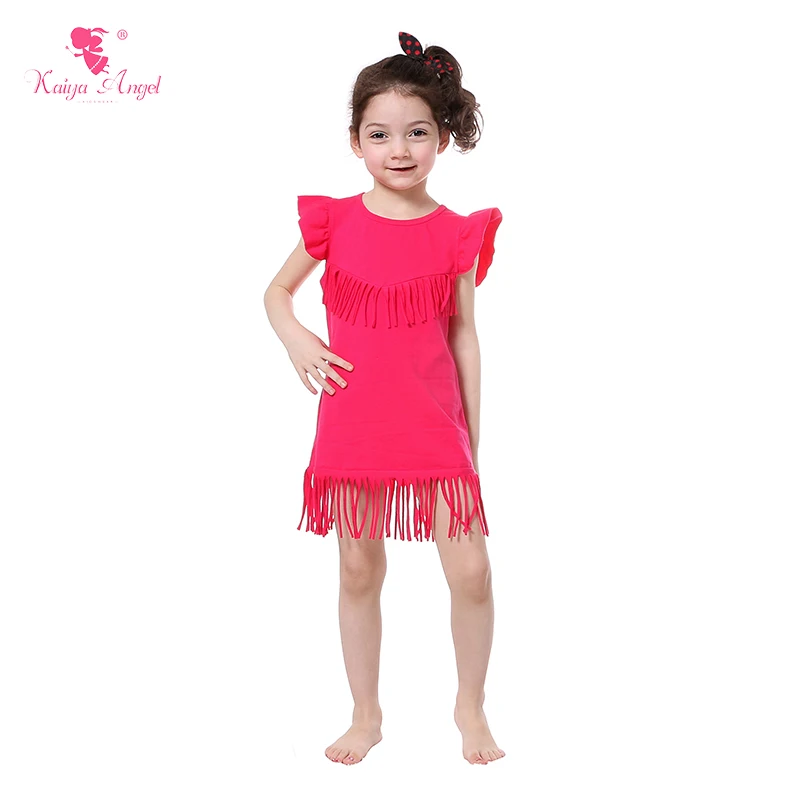 Girls Dresses Summer 2017 Princess Dress Baby Girl Kids For Hot Pink Clothes Tassel | Детская одежда и обувь