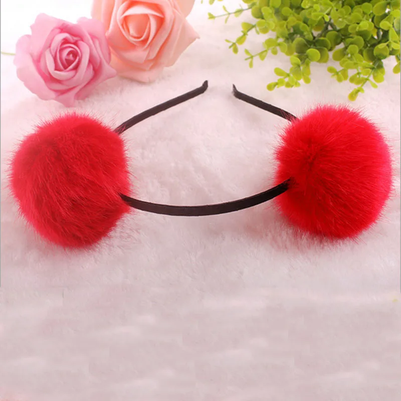 Lovely Girls Woman Fashion Fur Ball Pom Hair Headbands Party Wedding Daily Headwear Accessories Gift | Дом и сад