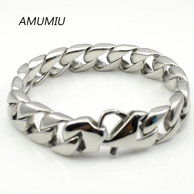 AMUMIU модный браслет из нержавеющей стали в стиле панк Рок крутой мини овальный