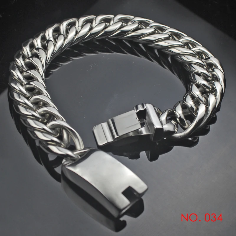 Hiphop Biker Stainless Steel Men Chain Bracelet Hip Hop Women Motorcycle Wristband Hand Charm Link Bangle Bracelets 034 033 032 | Украшения
