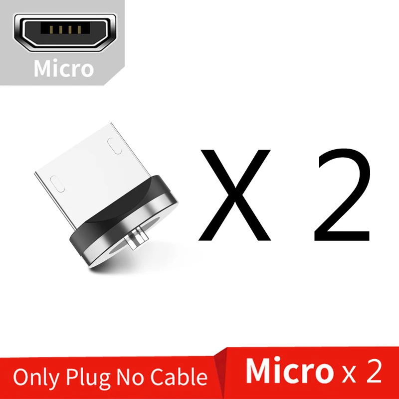 2pcs Micro Plug USLION 3 м Магнитная Micro USB кабель для samsung S10 Тип-Док-станция с usb зарядка магнит Зарядное устройство адаптер Тип USB c кабели для мобильных телефонов - Цвет: 2pcs Micro Plug