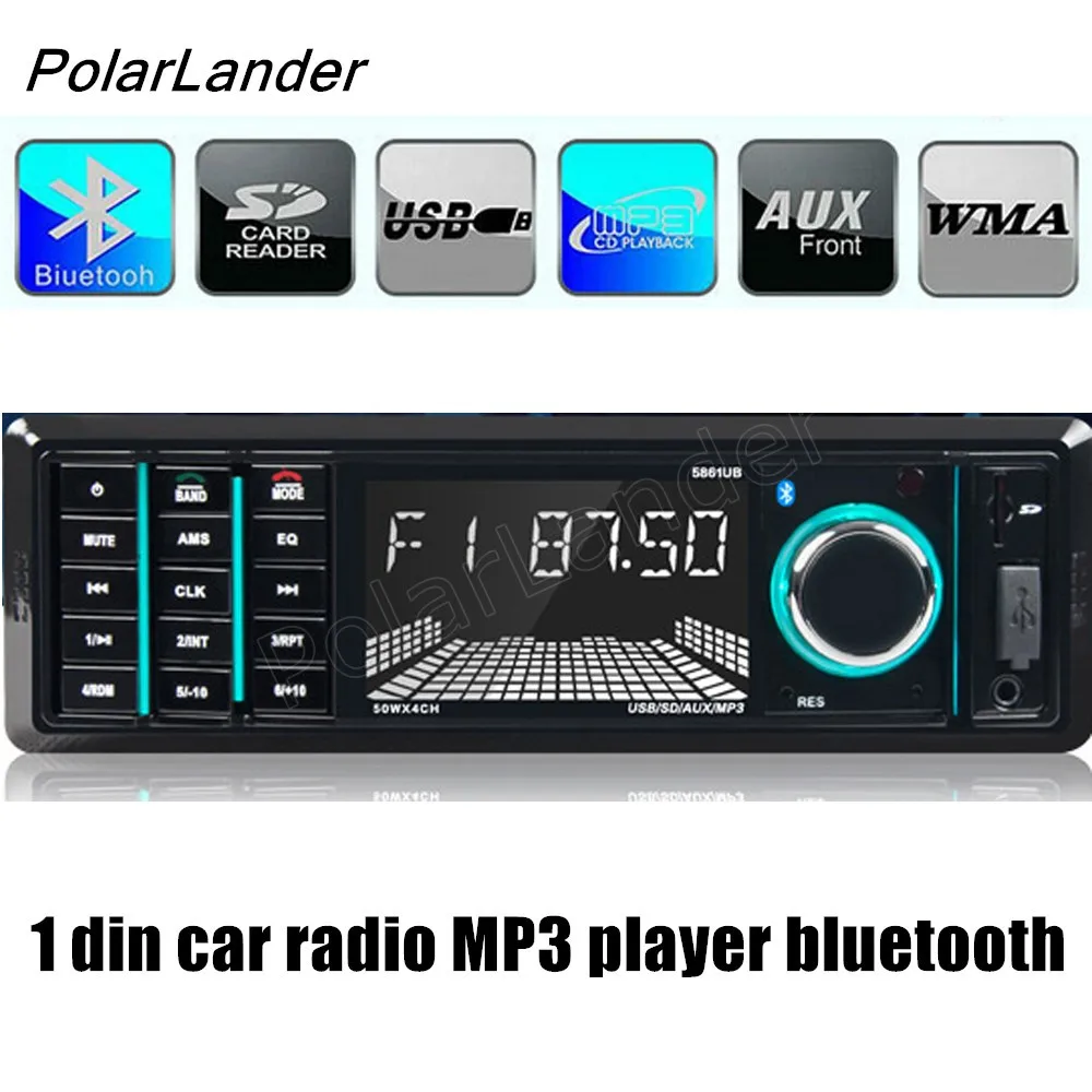 Поларлендер Блютуз автомобильное радио Стерео 1 DIN Авто ФМ Аукс Ин Аудио МП3 Проигрыватель Поддержка SD USB Пульт ДУ новый.