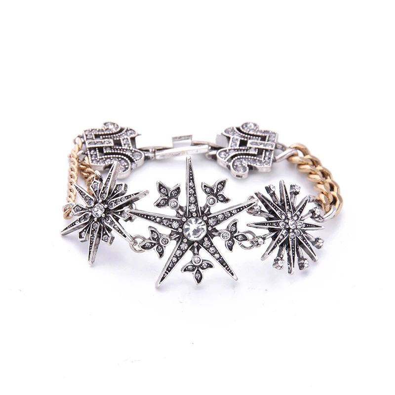 Роскошный золотой цвет звено цепи браслет для женщин объемное освещение Циркон