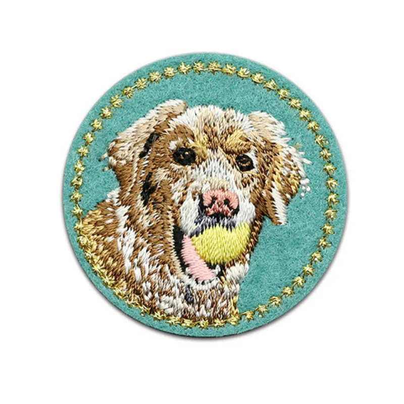 Симпатичные фетровые круги для щенков нашивки с вышивкой Мультяшные животные