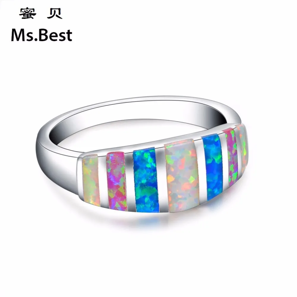 Красочные камень опал кольца для женщин настроение Мода серебряные ювелирные