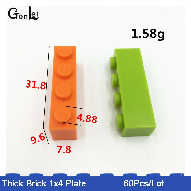 60 шт./лот Moc кирпич 1x4 (3h)* 3010 DIY просветленные Блоки Кирпичи совместимы с Rebrickable Technic