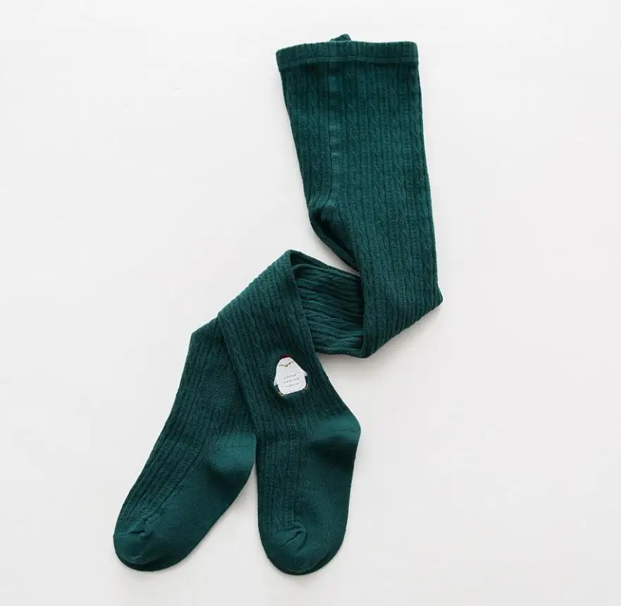 dark green Xisayababy новые хлопковые мягкие детские колготки для девочек с принтом из мультфильма, вязаные колготки для младенцев, дышащие, яркие детские гольфы для От 1 до 8 лет - Цвет: dark green