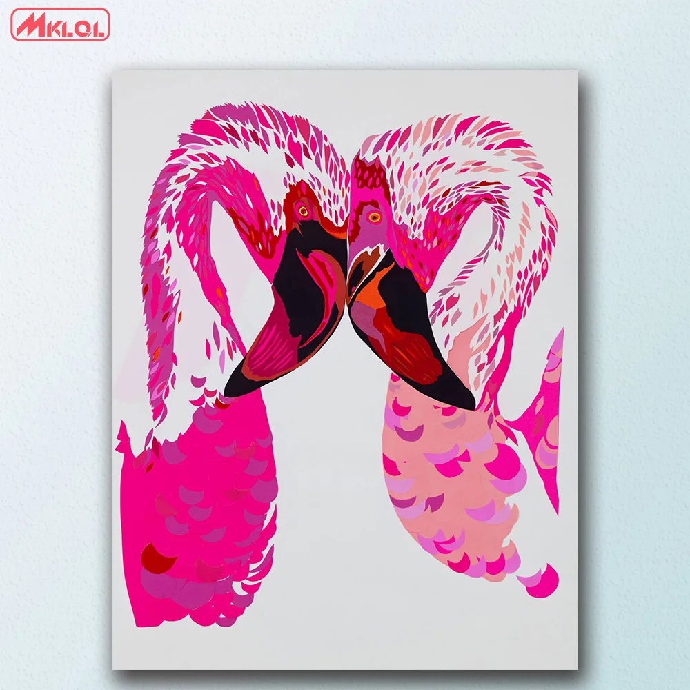 

Large size Magenta flamingos art Canvas Painting For Living Room Home Decoration Oil Painting On Canvas Wall Painting Unframed