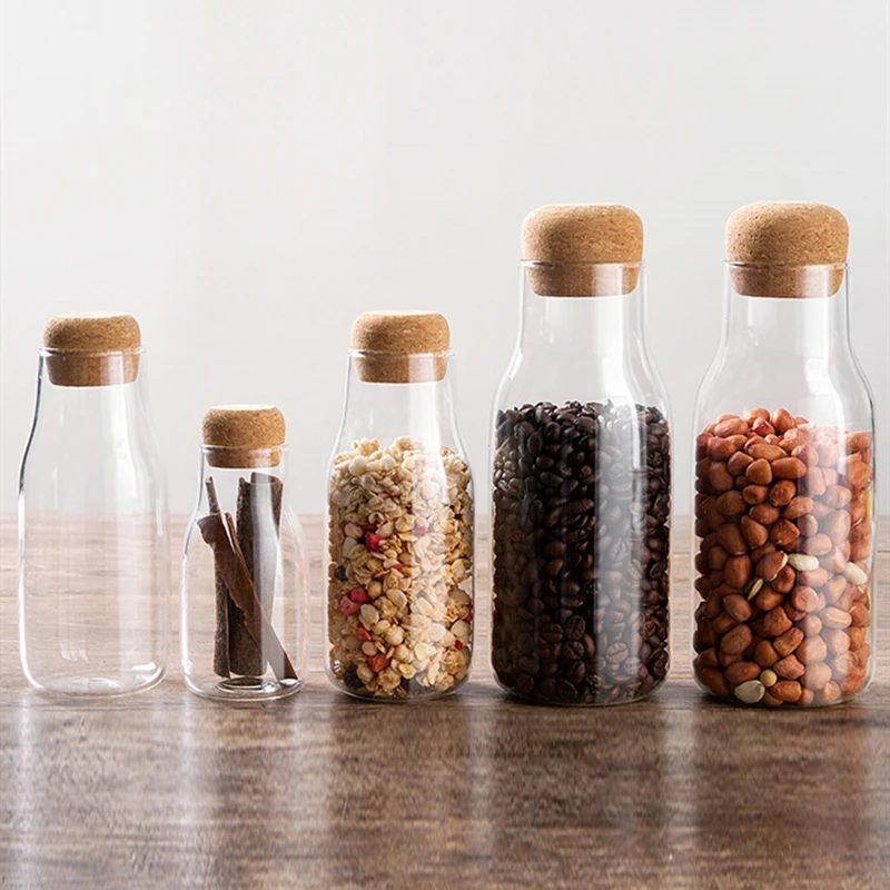 Пробка стеклянная бутылка для хранения Мейсон прозрачные фрукты сушеные зерна