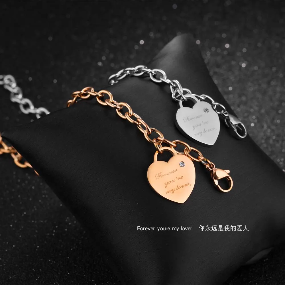 JeeMango модные титановые браслеты из нержавеющей стали с шармом в виде сердца цвета