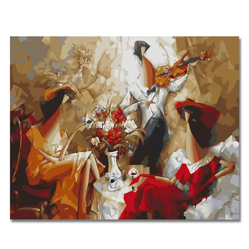 music painting 2 Раскраска по номерам, сделай сам Раскраска по номерам, декоративная картина черный кот, картины по номерам - Цвет: music painting 2